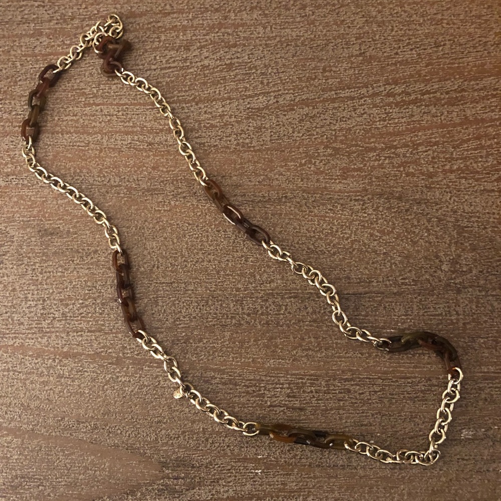 J.Crew tortoise lucite and gold link neckl…